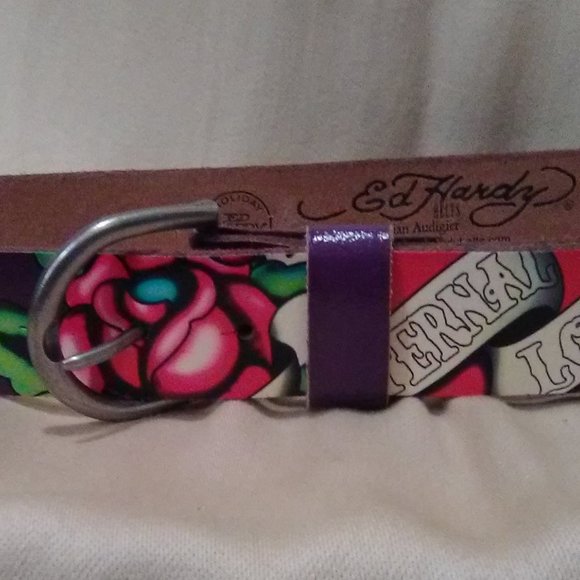Ed Hardy Eternal Love Leather Belt Size Small - Picture 6 of 11